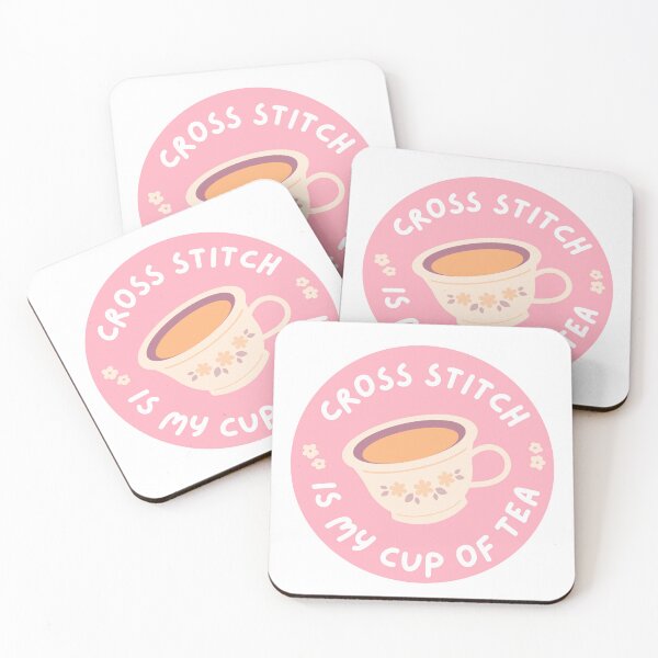 Item preview, cross stitch is my cup of tea funny pun designed and sold by phoebescribble.