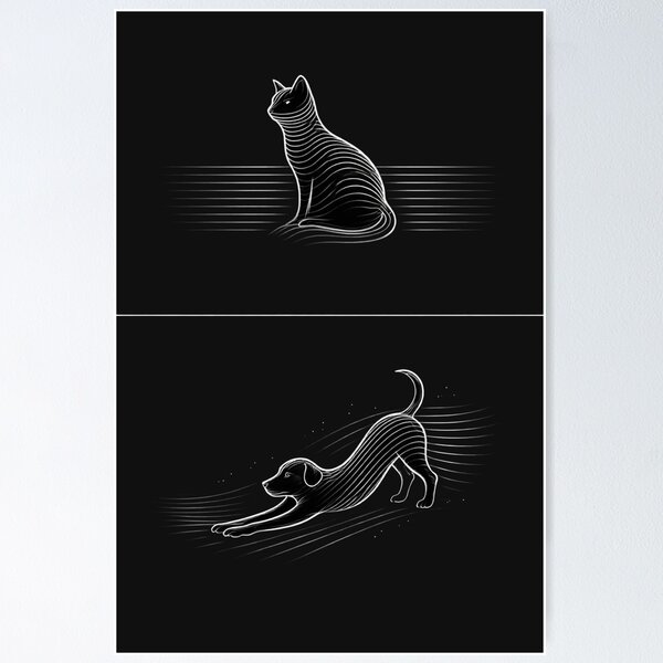 Item preview, Minimal Cat Dog Line Art T-Shirt – Modern Pet Outline Tee designed and sold by KDesignCrafts.