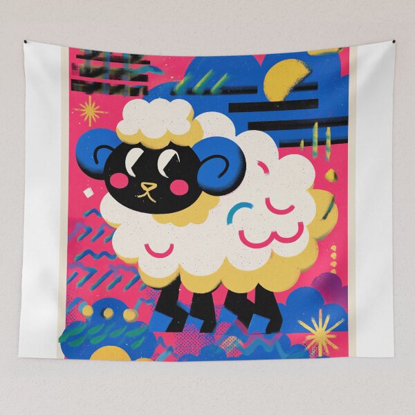 Item preview, Colorful Sheep in a Vibrant Landscape designed and sold by lautir.