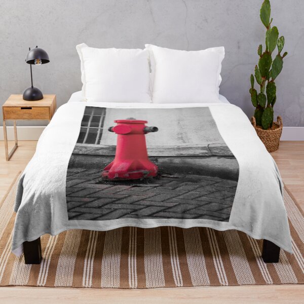 Item preview, Red Fire Hydrant Stands Boldly On City Sidewalk Against Gray Wall, Creating Striking Urban Contrast designed and sold by Nmallia.