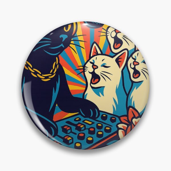 Item preview, DJ Cat - He Drops Beats They Drop Jaws | Retro Cat Music Art designed and sold by ARTGENERATESART.