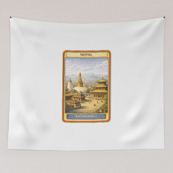 Item preview, Vintage Kathmandu Nepal Travel Poster | Retro Himalayan souvenir designed and sold by CLOUTKULT.