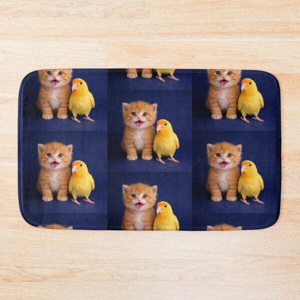 Item preview, The Sunshine Duo Ginger Kitten & Yellow Lovebird designed and sold by Dreamy Armine Art.