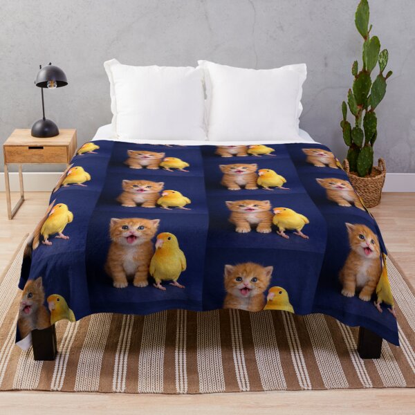 Item preview, The Sunshine Duo Ginger Kitten & Yellow Lovebird designed and sold by Dreamy Armine Art.