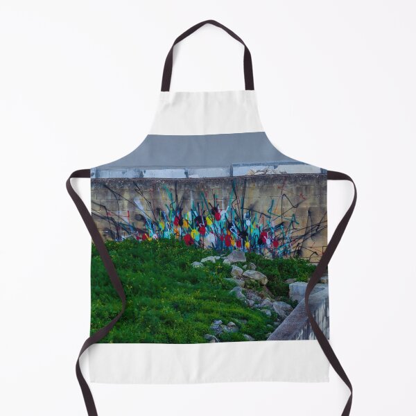 Item preview, Colorful Graffiti Wall Behind Green Hill and Stone Terrace in Urban City Setting designed and sold by Nmallia.