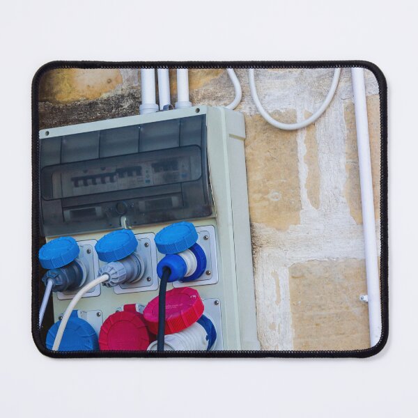 Item preview, Industrial Electrical Panel and Wiring Box Mounted on Outdoor Wall with Utility Sockets and Conduits designed and sold by Nmallia.