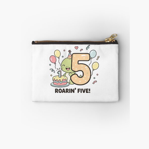 Item preview, Roarin’ Five Cute Dinosaur 5th Birthday Design with Cake and Balloons designed and sold by MeeraArts&Crafts.
