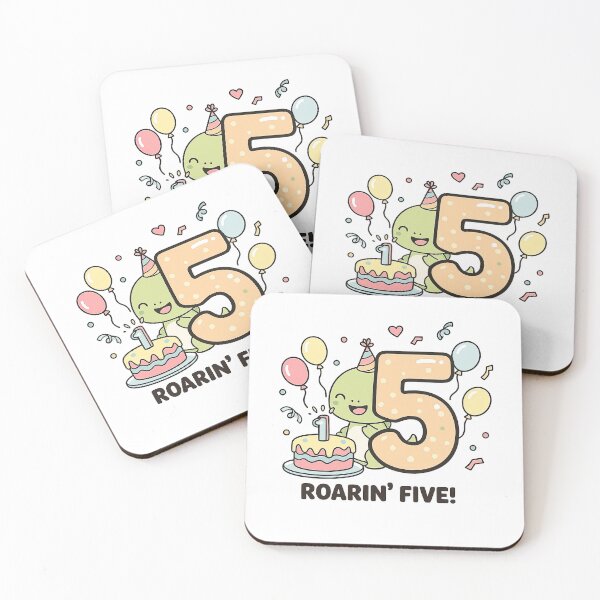 Item preview, Roarin’ Five Cute Dinosaur 5th Birthday Design with Cake and Balloons designed and sold by MeeraArts&Crafts.
