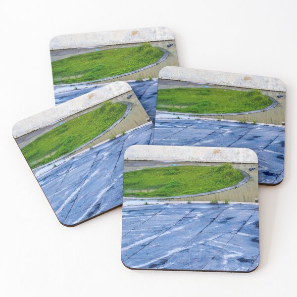 Item preview, Abandoned Parking Lot With Circular Green Island And Wet Paved Surface For Stock Use designed and sold by Nmallia.