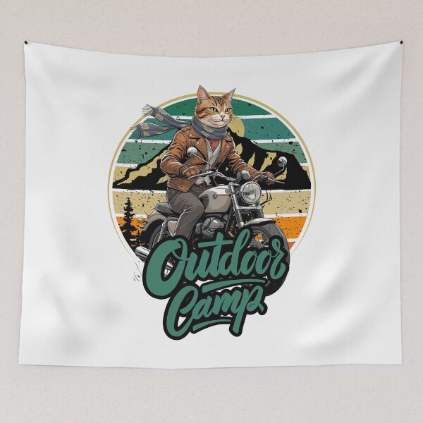 Item preview, Cool Cat Motorcycle Outdoor Camping designed and sold by yuki-hana.
