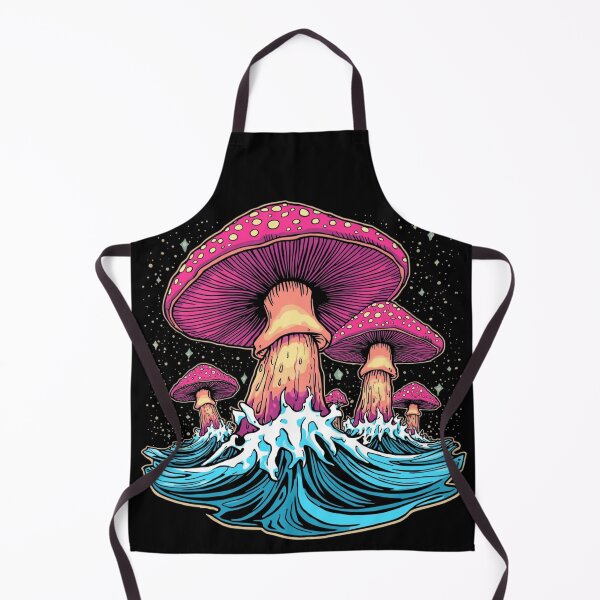 Aperçu de l'œuvre Psychedelic Mushroom Wave – Trippy Pop Art Illustration on Black créée et vendue par PLUSHIWORLDtm.