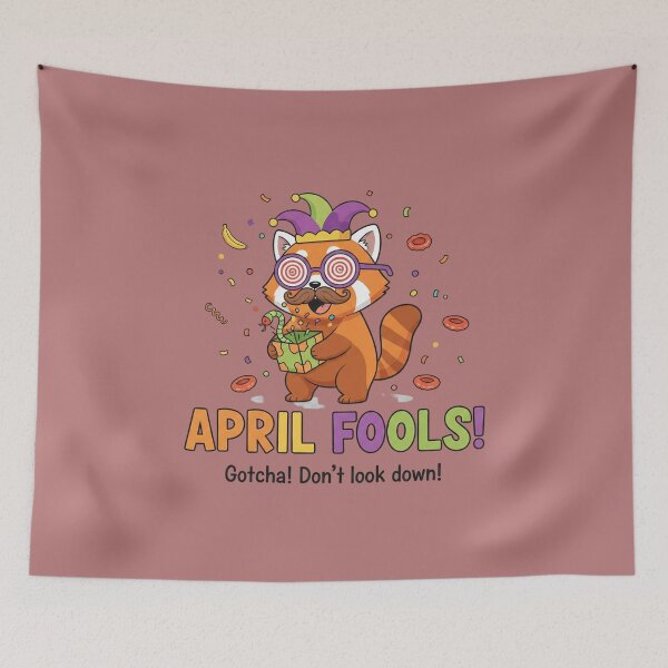Item preview, Gotcha! Don’t Look Down: Funny April Fools Red Panda designed and sold by InkWeaveShop.