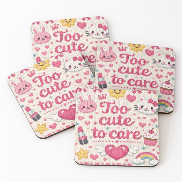 Item preview, Too cute to care Kawaii knitting pattern design designed and sold by Mauswohn.
