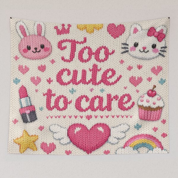 Item preview, Too cute to care Kawaii knitting pattern design designed and sold by Mauswohn.