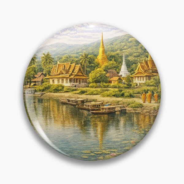 Item preview, Vintage Luang Prabang Laos Poster - Retro Trading Card designed and sold by CLOUTKULT.