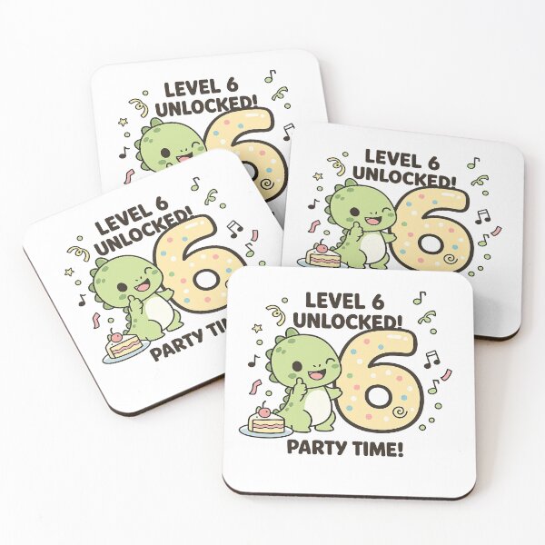 Item preview, Level 6 Unlocked Dinosaur 6th Birthday Party Time Design designed and sold by MeeraArts&Crafts.