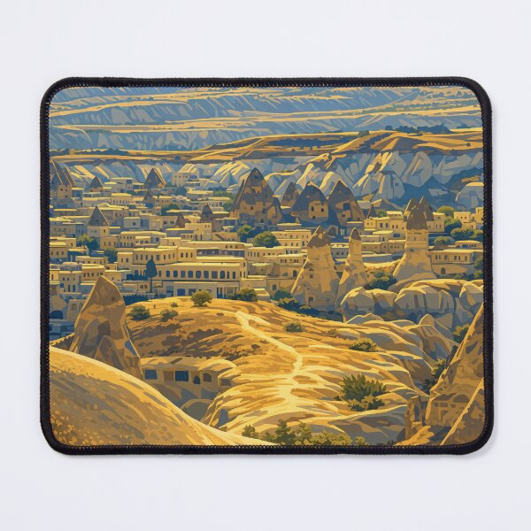 Item preview, Cappadocia Landscape – Fairy Chimneys & Mountain View Illustration designed and sold by darekkocurek.