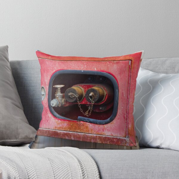 Item preview, Red Fire Hose Cabinet on Exterior Wall With Rusty Vintage Industrial Look designed and sold by Nmallia.