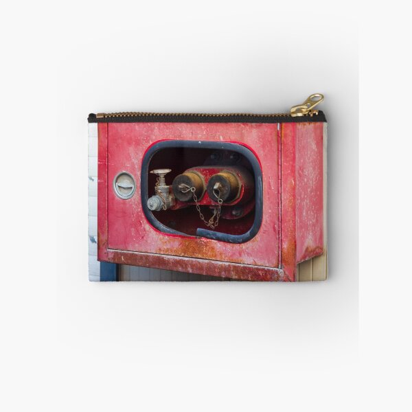 Item preview, Red Fire Hose Cabinet on Exterior Wall With Rusty Vintage Industrial Look designed and sold by Nmallia.