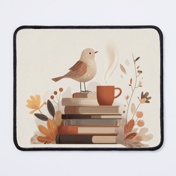Item preview, Bird on books with a cup of coffee designed and sold by anytka.