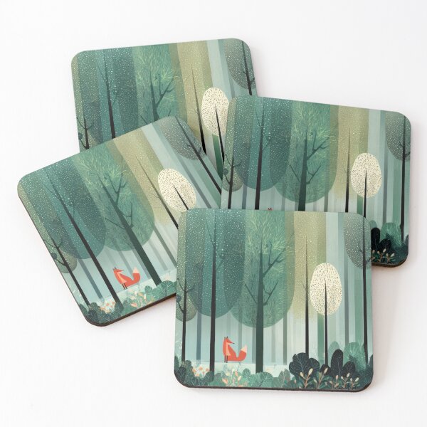 Item preview, Fox stands in the forest among trees designed and sold by anytka.