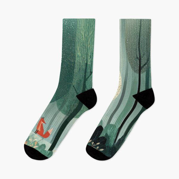Item preview, Fox stands in the forest among trees designed and sold by anytka.