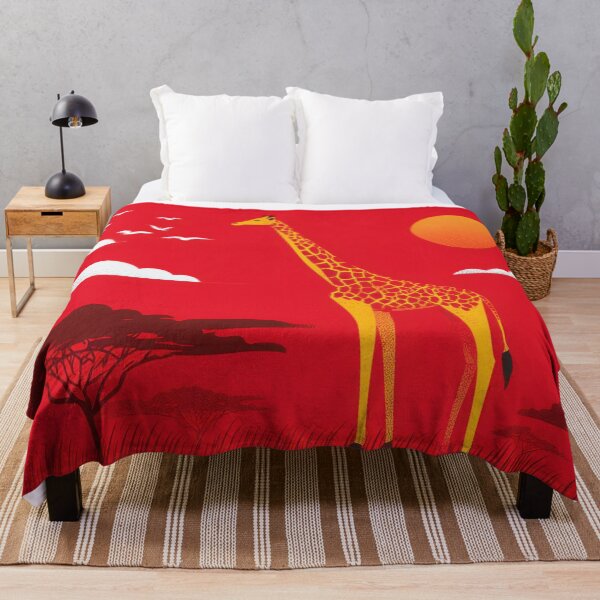 Item preview, Giraffe stands tall under a red sky designed and sold by anytka.