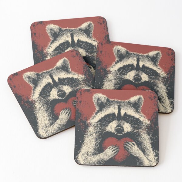 Item preview, Raccoon holds heart in artwork designed and sold by anytka.