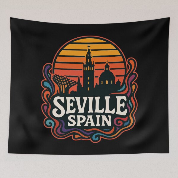 Item preview, Seville Spain Retro Trippy Art Travel designed and sold by TomFrontierArt.
