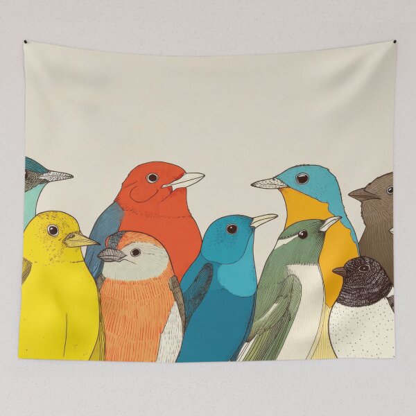 Item preview, Colorful birds gather in a group designed and sold by anytka.