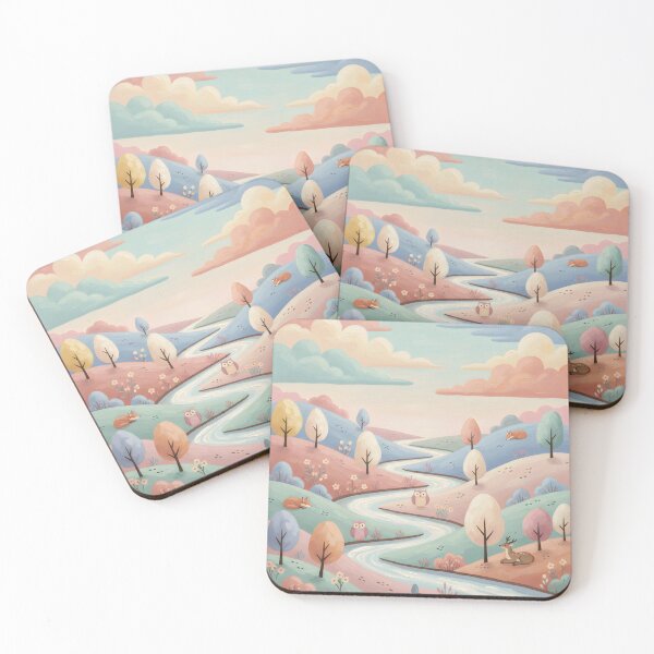 Item preview, Whimsical Dreamscape Pastel River Landscape designed and sold by dreephic22.