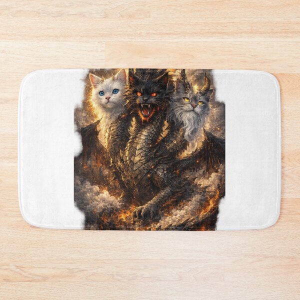 Item preview, Three Headed Cat Dragon – Good, Evil & Wise Fantasy Art designed and sold by MeowMoodArt.