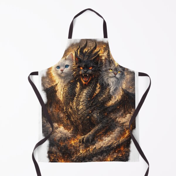 Item preview, Three Headed Cat Dragon – Good, Evil & Wise Fantasy Art designed and sold by MeowMoodArt.
