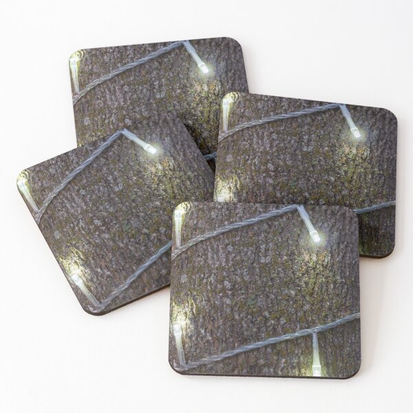 Item preview, Warm String Lights Cast Cozy Glow Across Rough Stone Wall For Rustic Festive Ambience designed and sold by Nmallia.