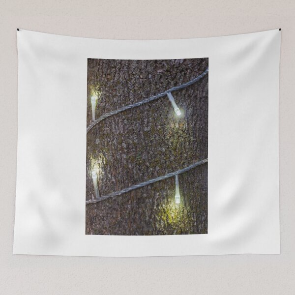 Item preview, Warm String Lights Cast Cozy Glow Across Rough Stone Wall For Rustic Festive Ambience designed and sold by Nmallia.
