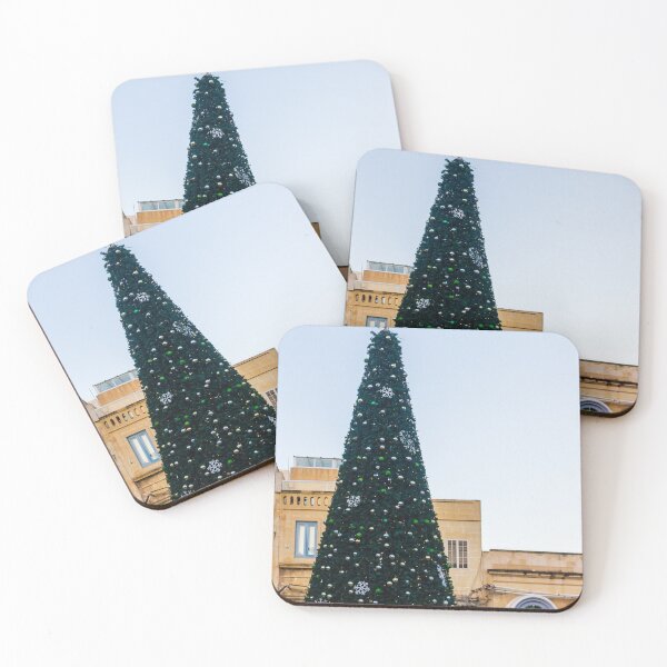 Item preview, Grand Outdoor Christmas Tree Adorned With Ornaments And Snowflakes In Front Of Historic Buildings designed and sold by Nmallia.