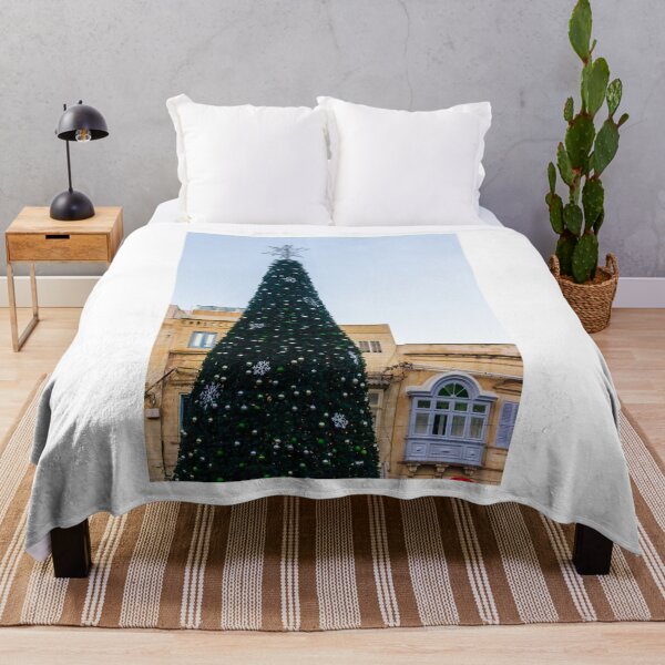Item preview, Grand Outdoor Christmas Tree Adorned With Ornaments And Snowflakes In Front Of Historic Buildings designed and sold by Nmallia.