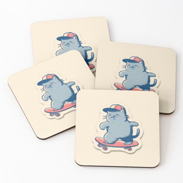 Item preview, Cute cat skates on a colorful board designed and sold by anytka.