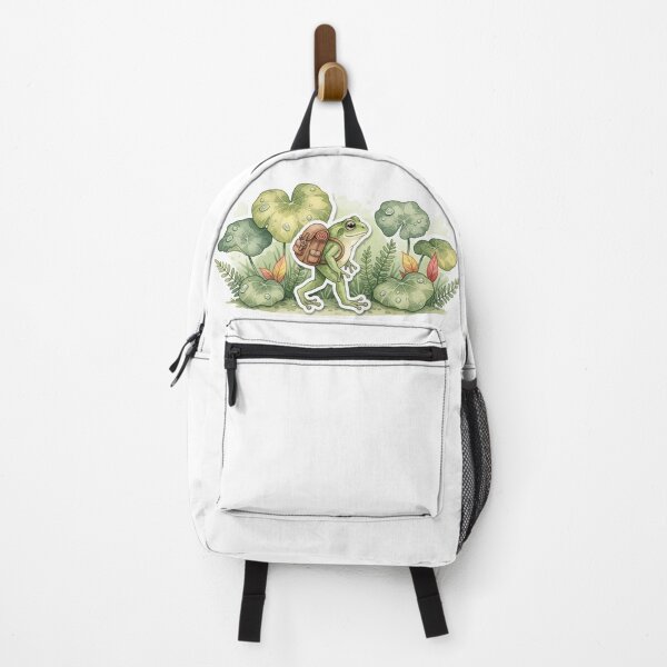 Item preview, frog doing human things: exploring forest trails designed and sold by BorenStore.