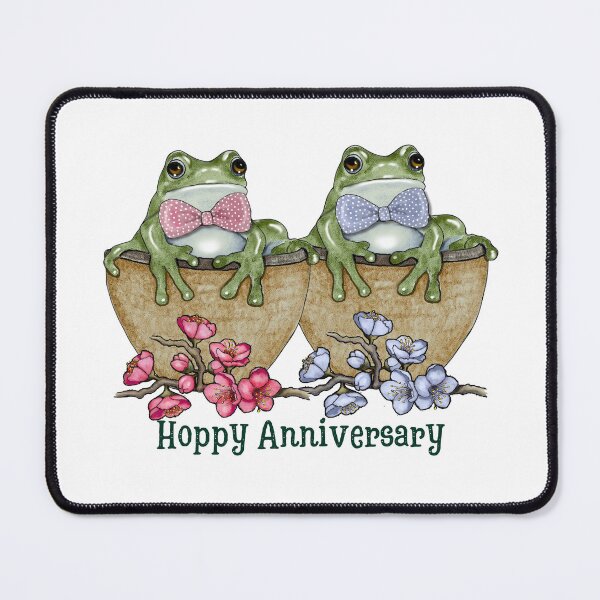 Item preview, Hoppy Anniversary with Two Cute Frogs, Bow Ties, Flowers designed and sold by JoyfulWhimsy.