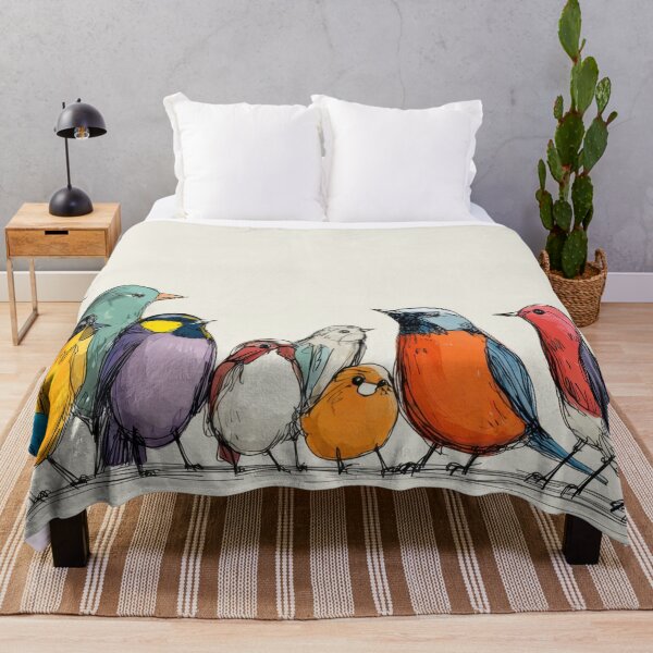 Item preview, Colorful birds gather on the line designed and sold by anytka.