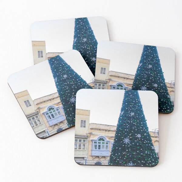 Item preview, Grand Outdoor Christmas Tree Adorned With Ornaments And Snowflakes In Front Of Historic Buildings designed and sold by Nmallia.