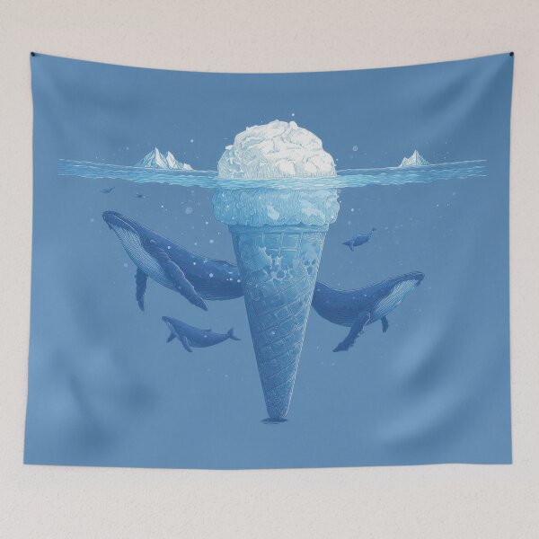 Item preview, Whale ice cream cone in ocean scene designed and sold by anytka.