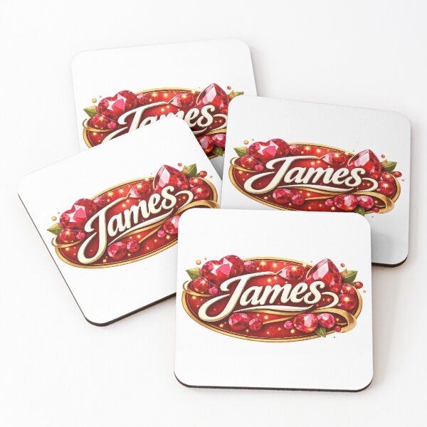 Item preview, James – Regal Red Gemstone Nameplate designed and sold by ForeverPrintsOK.