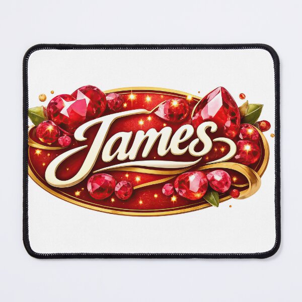 Item preview, James – Regal Red Gemstone Nameplate designed and sold by ForeverPrintsOK.