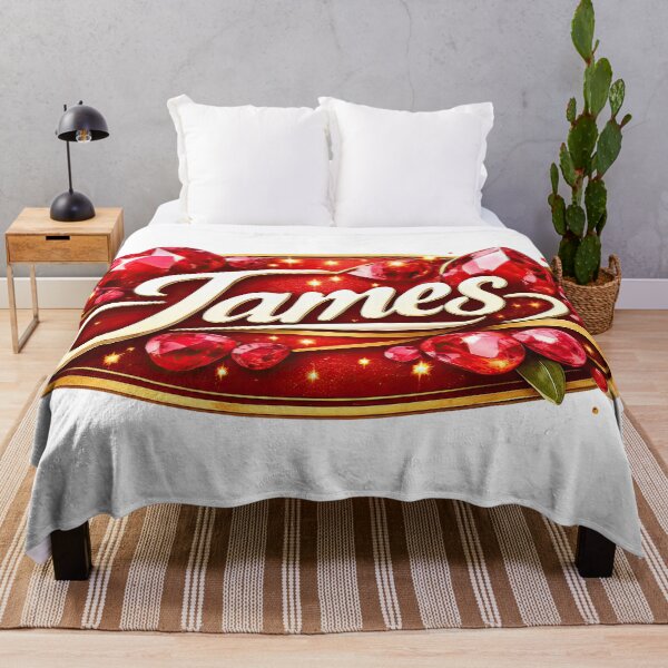 Item preview, James – Regal Red Gemstone Nameplate designed and sold by ForeverPrintsOK.