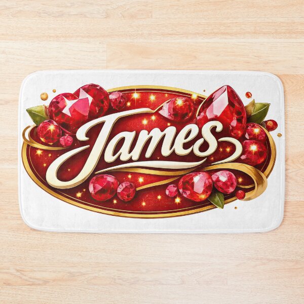 Item preview, James – Regal Red Gemstone Nameplate designed and sold by ForeverPrintsOK.