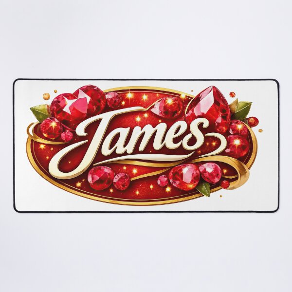 Item preview, James – Regal Red Gemstone Nameplate designed and sold by ForeverPrintsOK.