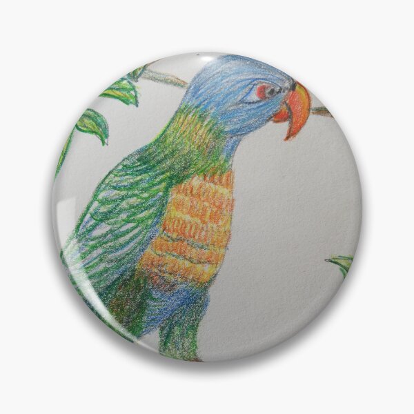 Item preview, Rainbow Lorikeet: colorful pencil art in green, yellow and blue designed and sold by creativegoldenleaf.