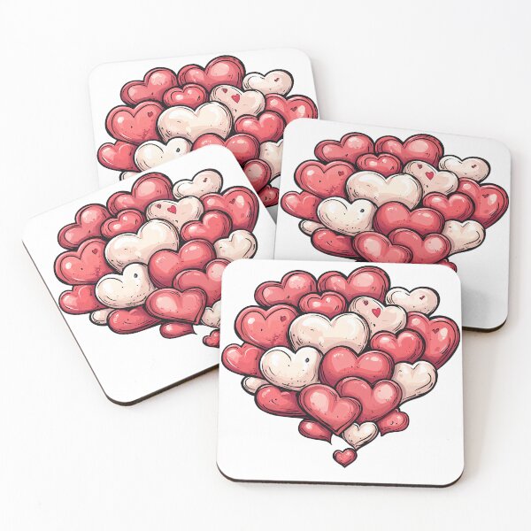 Item preview, Overflowing Heart Pile Saint Valentine's Day - Cute Kawaii Love Explosion Art Print designed and sold by DesignArtist.ia.